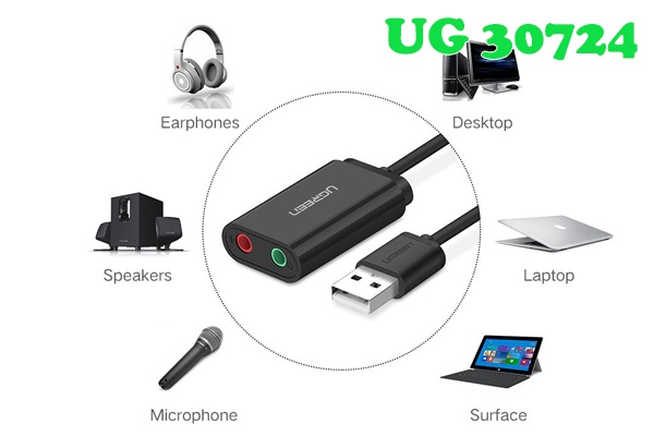 Card USB Sound 2.0 to 3.5mm Ugreen 30724